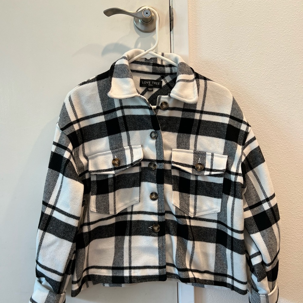 Cropped flannel jacket